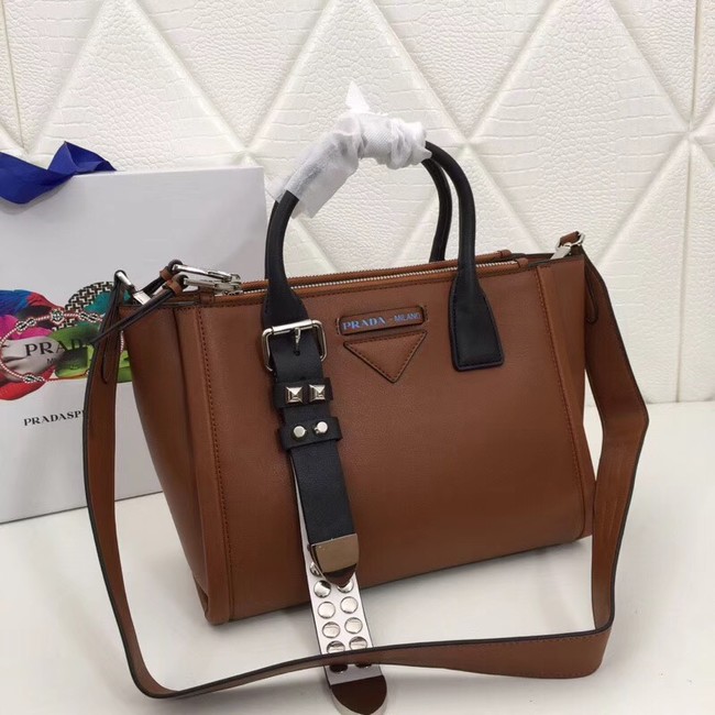 Prada Concept Leather handbag 1BA175 Brown