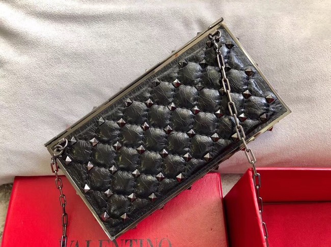 VALENTINO Rockstud quilted leather cross-body bag 0702 black