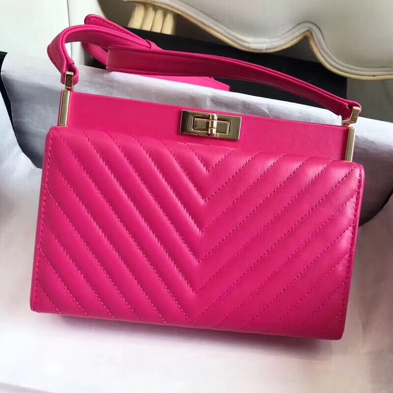 Chanel clutch Lambskin & Gold-Tone Metal A57388 rose