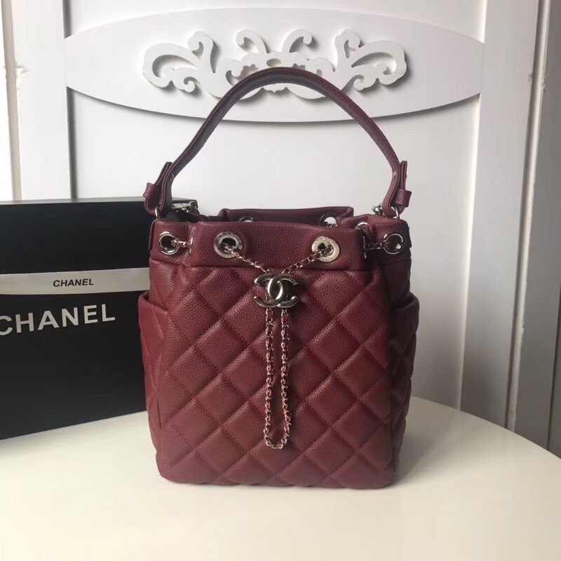 Chanel drawstring bag A91273 Burgundy