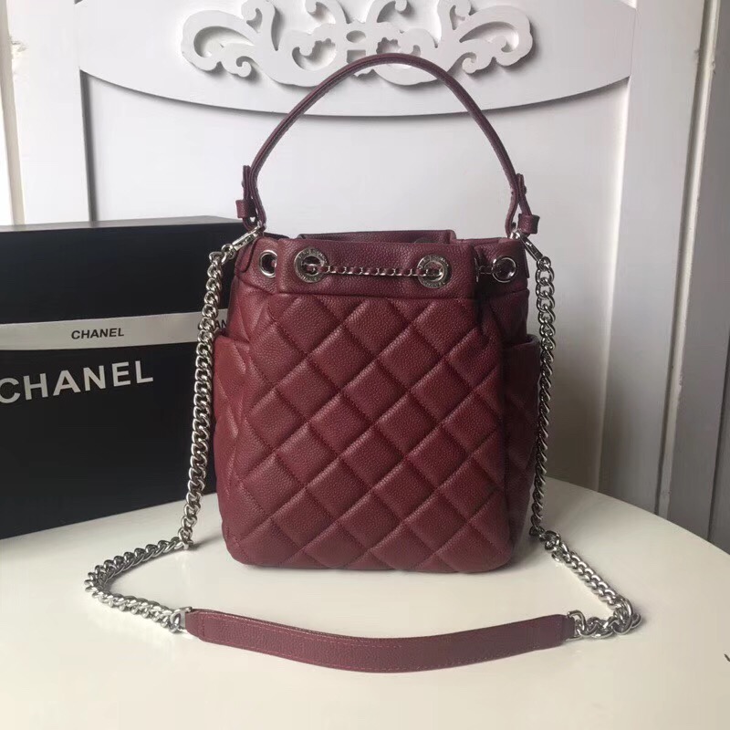 Chanel drawstring bag A91273 Burgundy