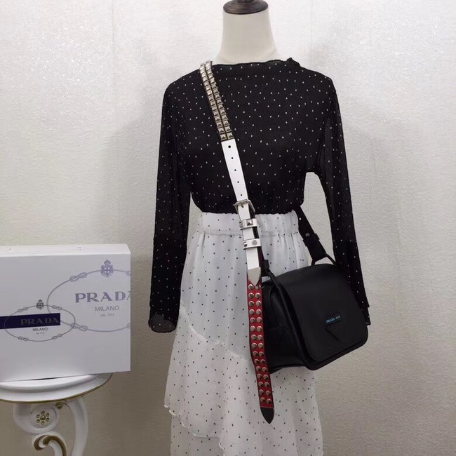 Prada Concept calf leather bag 1BD123 black&white