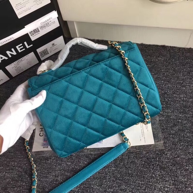 Chanel flap bag Calfskin & Gold-Tone 69878 Blue suede