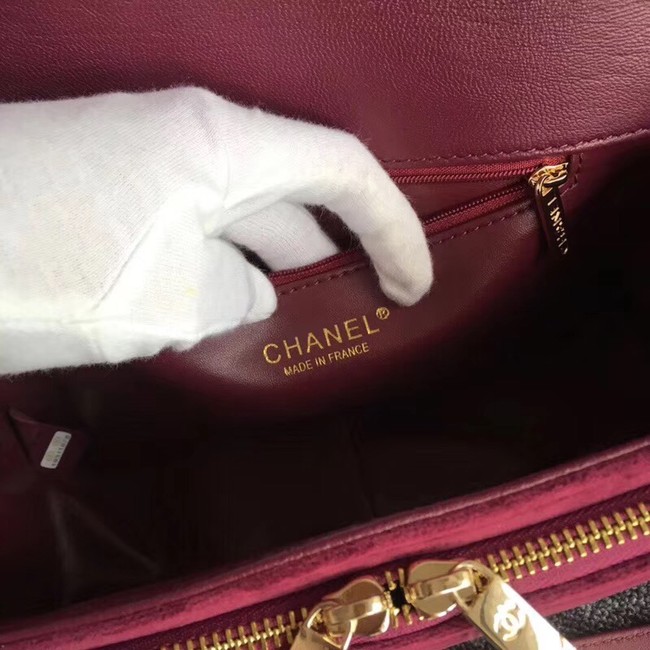 Chanel flap bag Calfskin & Gold-Tone 69878 Burgundy suede