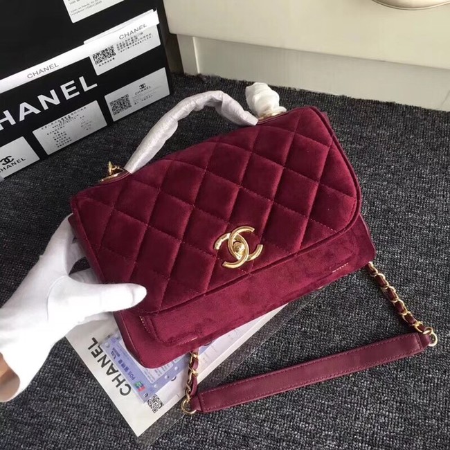 Chanel flap bag Calfskin & Gold-Tone 69878 Burgundy suede