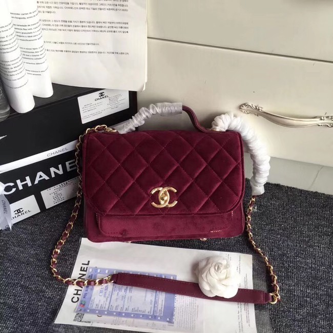 Chanel flap bag Calfskin & Gold-Tone 69878 Burgundy suede