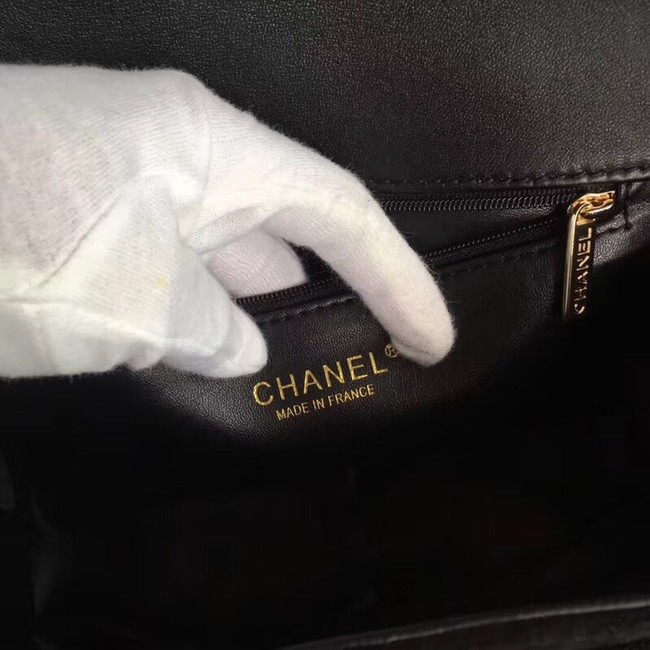 Chanel flap bag Calfskin & Gold-Tone 69878 black suede