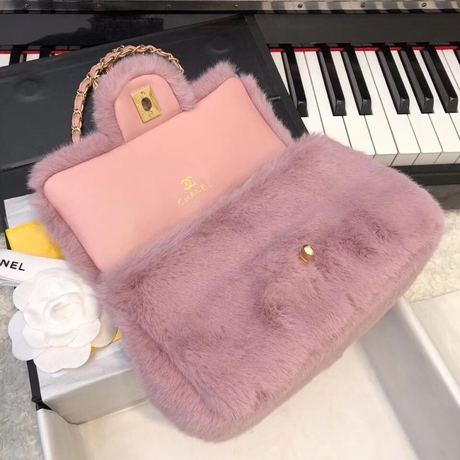 Chanel mini flap bag Rabbit hair 1116 pink