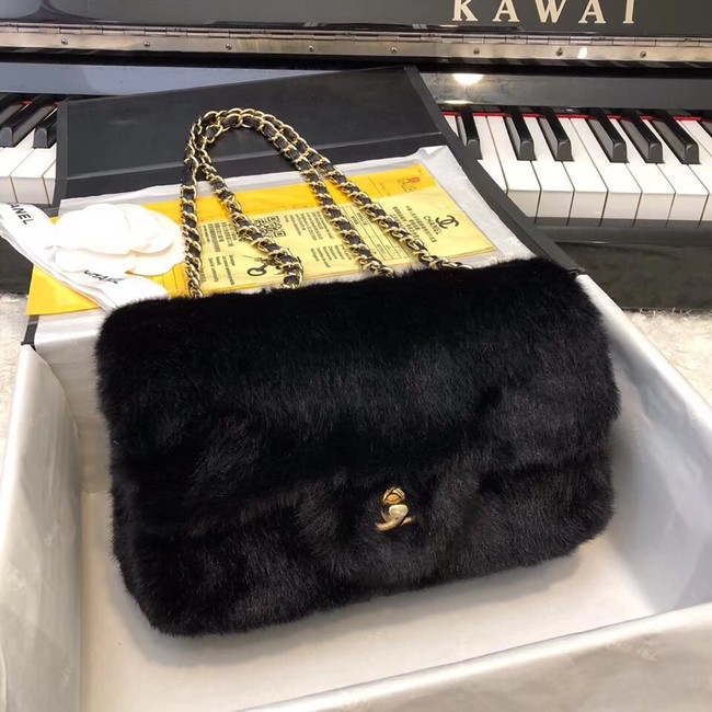 Chanel mini flap bag Rabbit hair Gold-Tone 1116 black