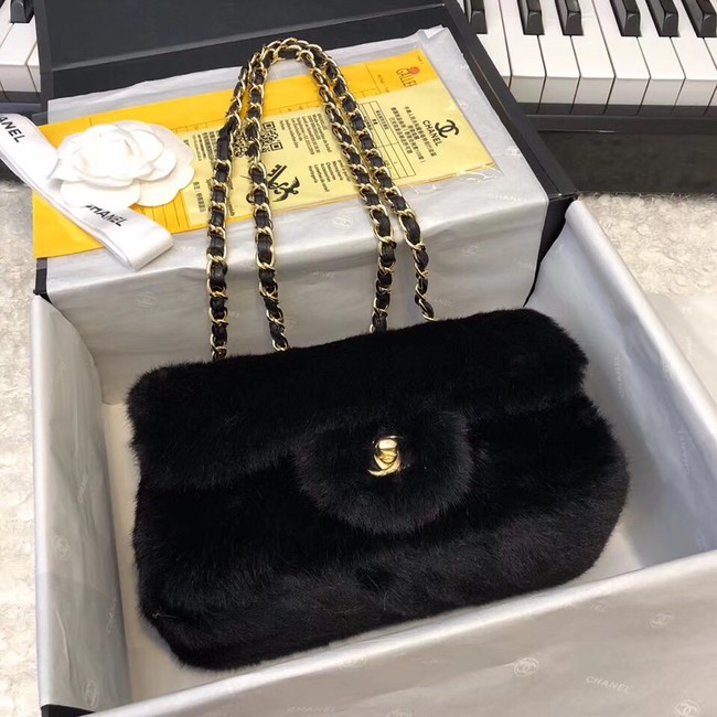 Chanel mini flap bag Rabbit hair Gold-Tone 1116 black