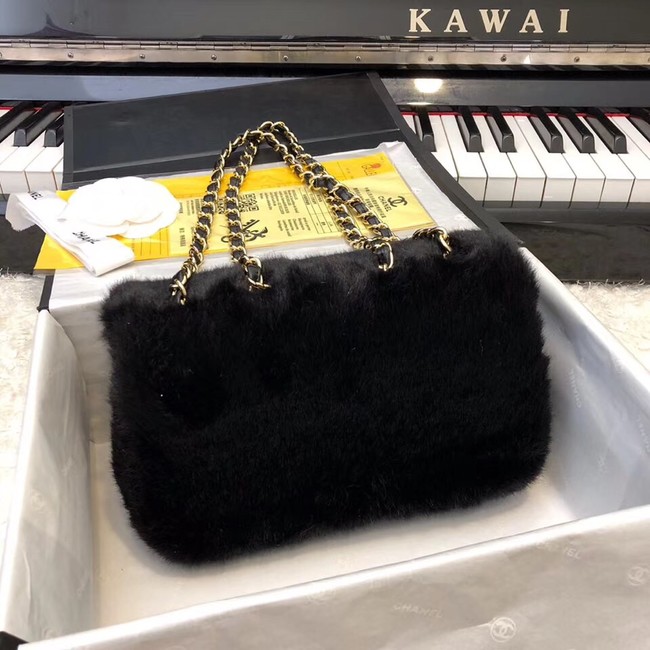 Chanel mini flap bag Rabbit hair Gold-Tone 1116 black