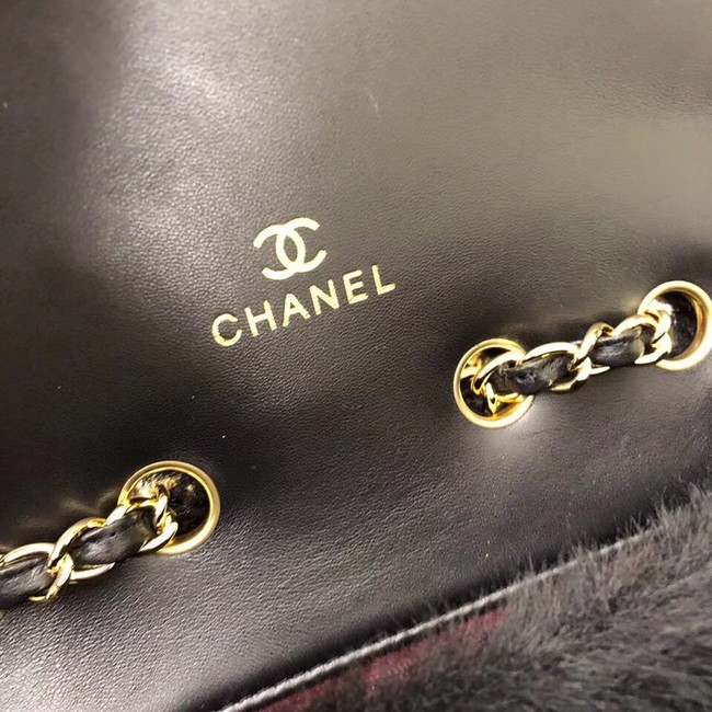 Chanel mini flap bag Rabbit hair Gold-Tone 1116 black