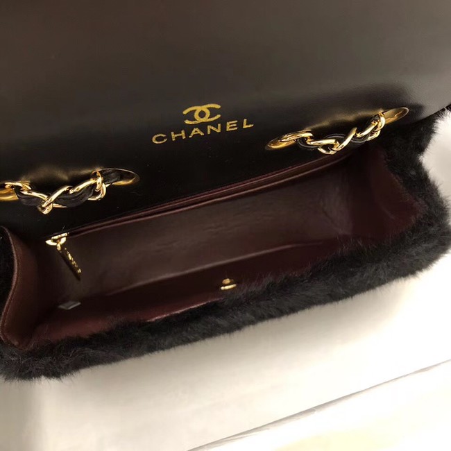 Chanel mini flap bag Rabbit hair Gold-Tone 1116 black