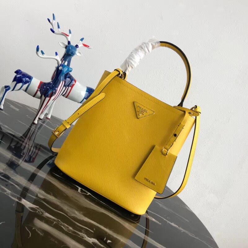 Prada Double Saffiano leather bag 1BA212 lemon