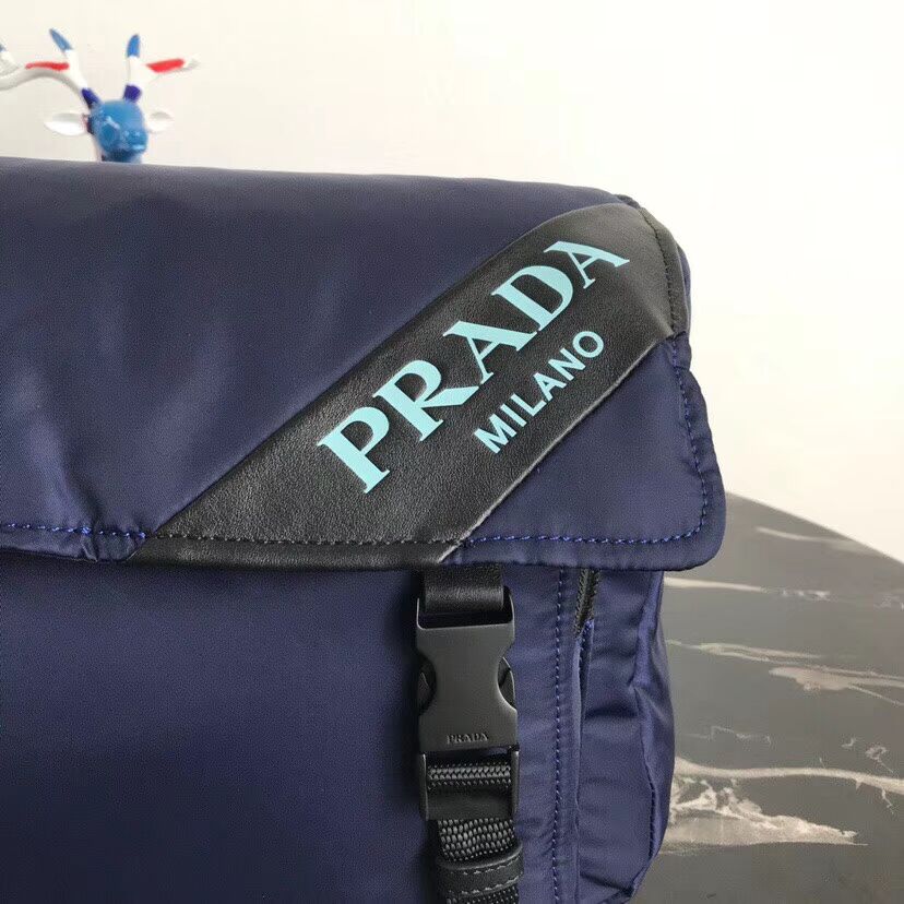 Prada Nylon shoulder bag 1BL015 dark blue