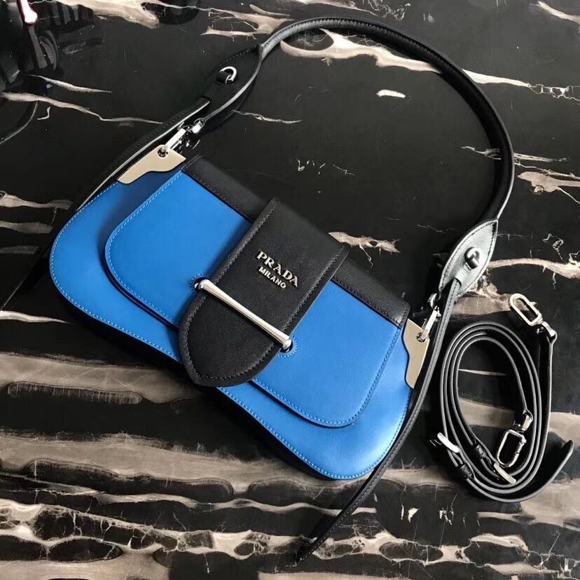 Prada Sidonie leather shoulder bag 1BD168 blue