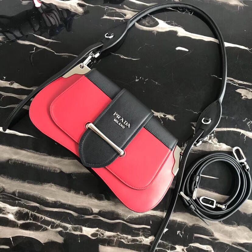 Prada Sidonie leather shoulder bag 1BD168 red