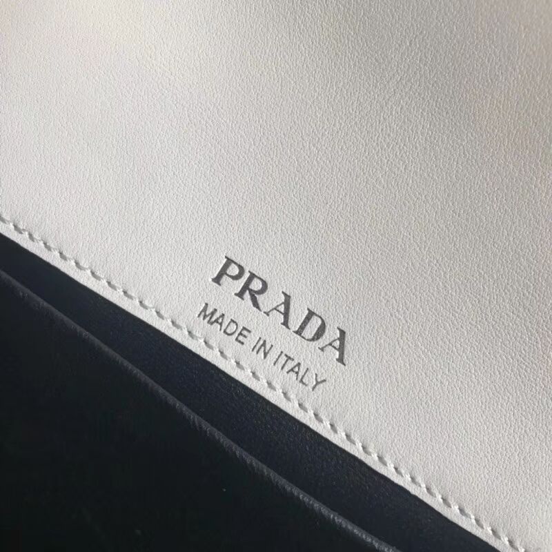 Prada Sidonie leather shoulder bag 1BD168 White&Black