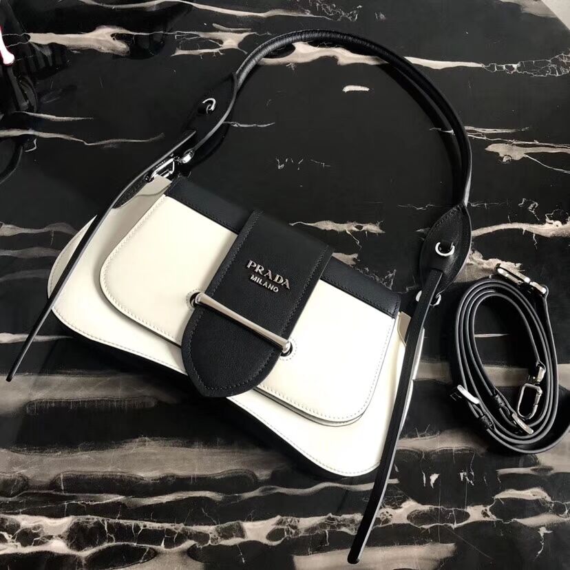 Prada Sidonie leather shoulder bag 1BD168 white