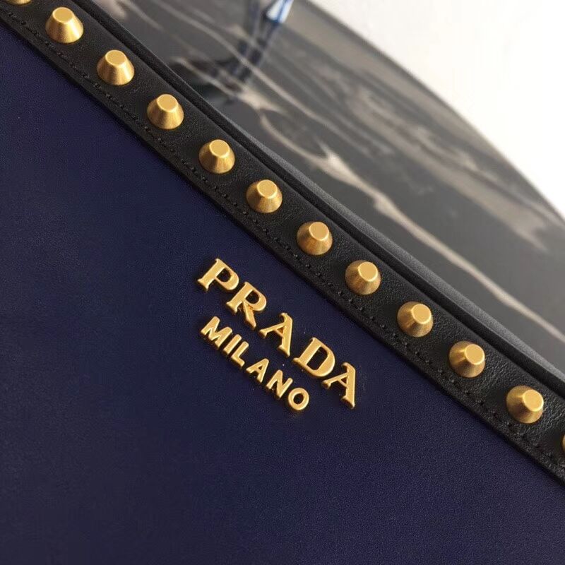 Prada Sidonie leather shoulder bag 1BH103C dark blue