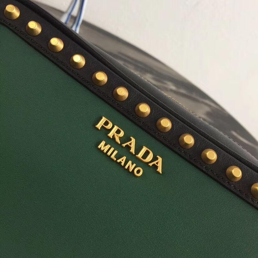 Prada Sidonie leather shoulder bag 1BH103C green