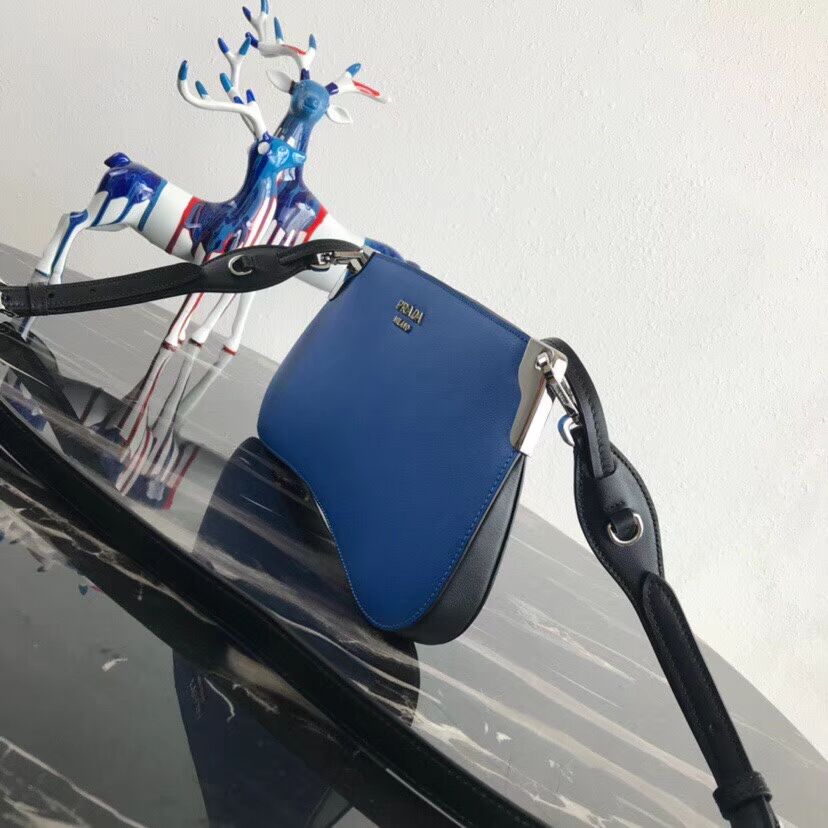 Prada Sidonie leather shoulder bag 1BH111 blue