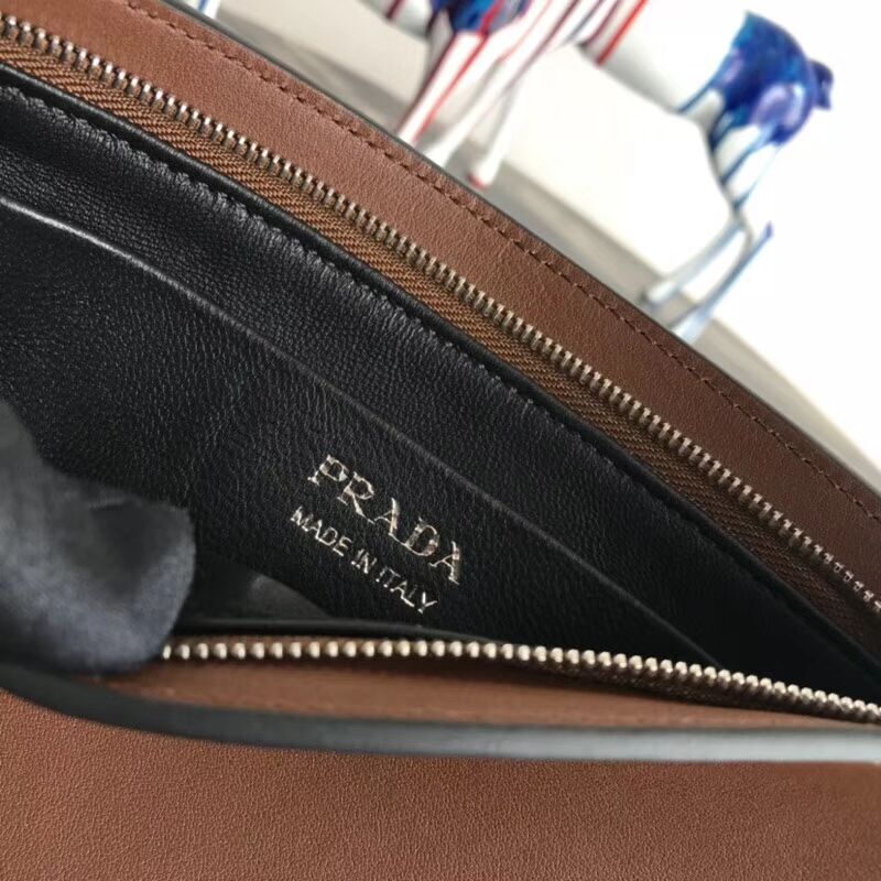 Prada Sidonie leather shoulder bag 1BH111 brown