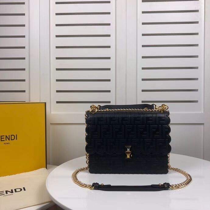 Fendi KAN I F leather bag 8BF053 Black