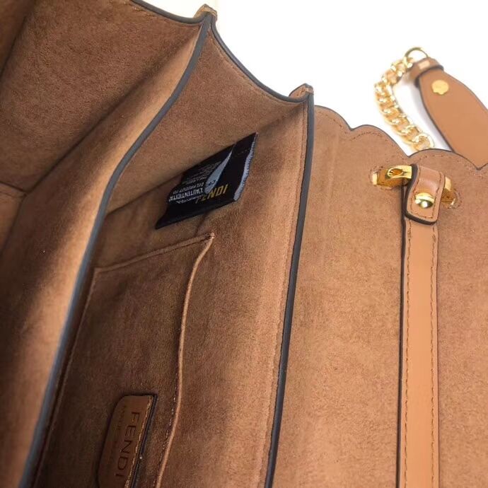 Fendi KAN I F leather bag 8BF053 Brown