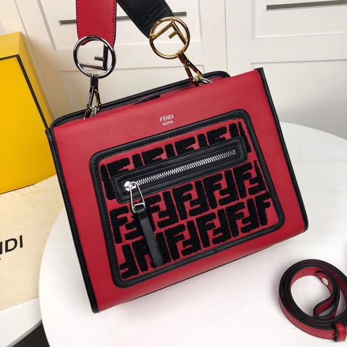 Fendi KAN I F leather bag 8DH844 red