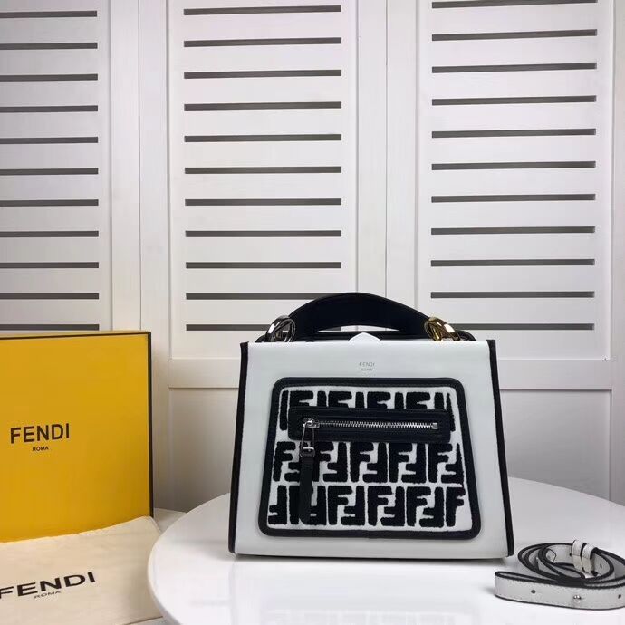 Fendi KAN I F leather bag 8DH844 white