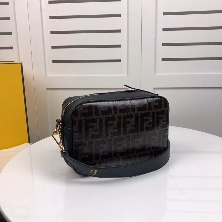 Fendi MINI CAMERA CASE Multicolor canvas bag 8BF097 black