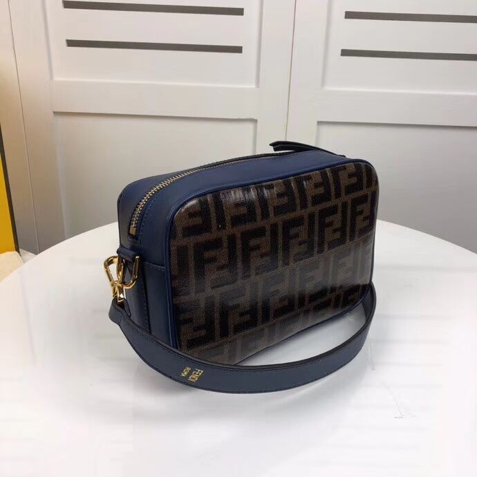 Fendi MINI CAMERA CASE Multicolor canvas bag 8BF097 blue