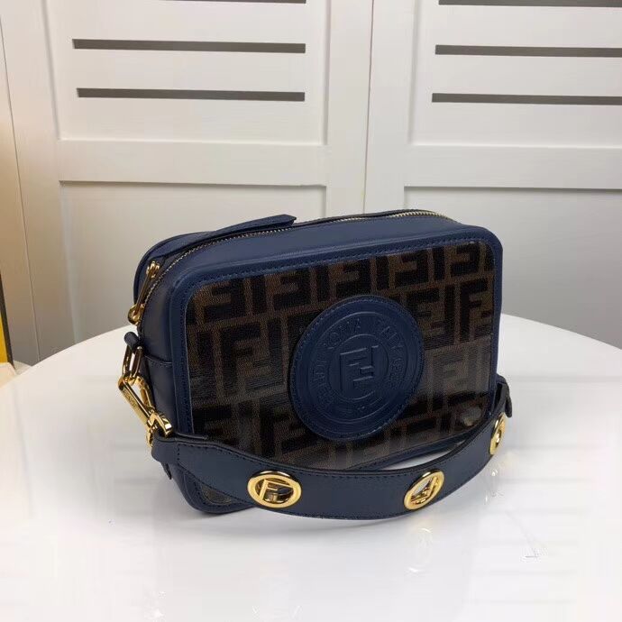 Fendi MINI CAMERA CASE Multicolor canvas bag 8BF097 blue