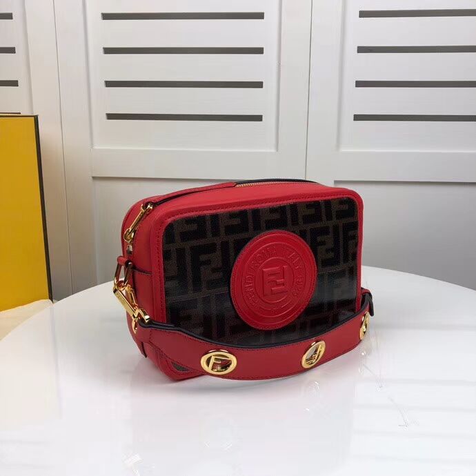 Fendi MINI CAMERA CASE Multicolor canvas bag 8BF097 red