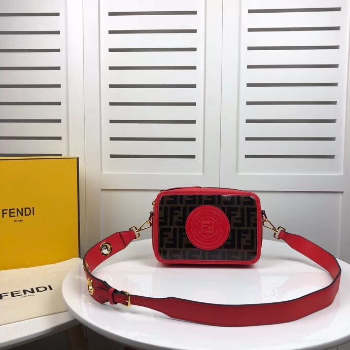 Fendi MINI CAMERA CASE Multicolor canvas bag 8BF097 red