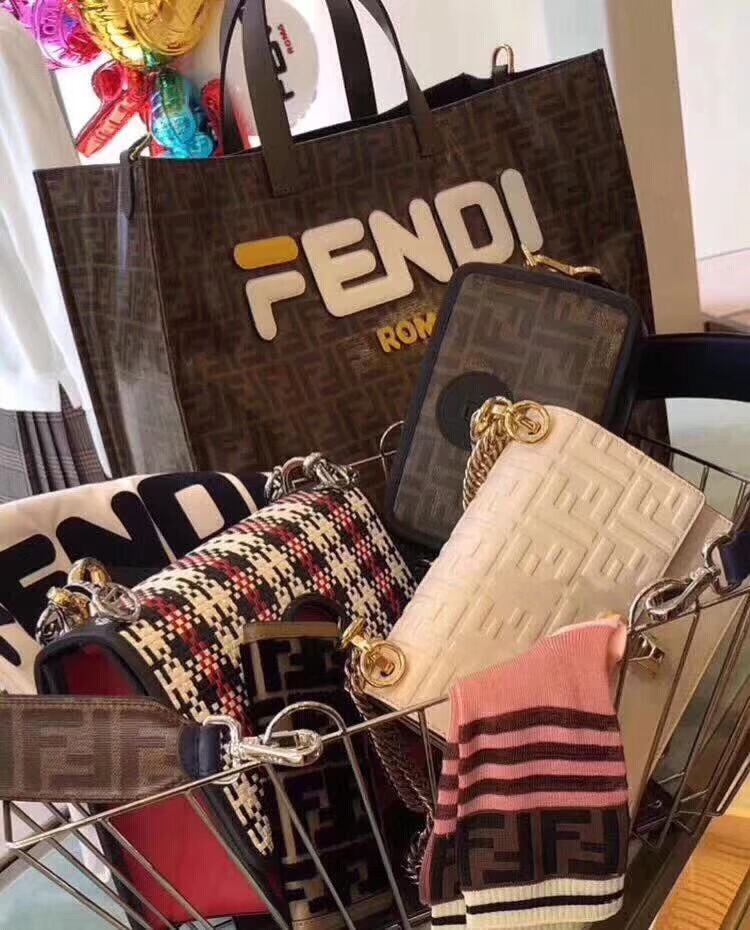 Fendi SHOPPER F1843 brown&white