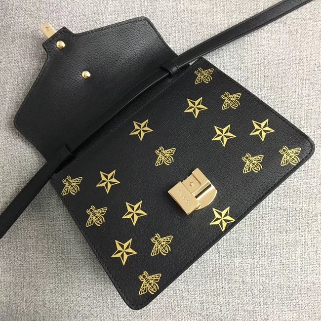 Gucci Sylvie Bee Star mini leather bag 470270 black