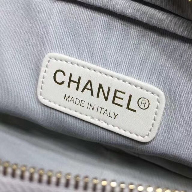 Chanel camera case 8695 Grained Calfskin & Gold-Tone Metal white