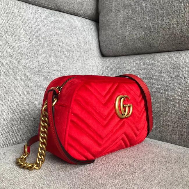 Gucci GG Marmont velvet small shoulder bag 447632 red