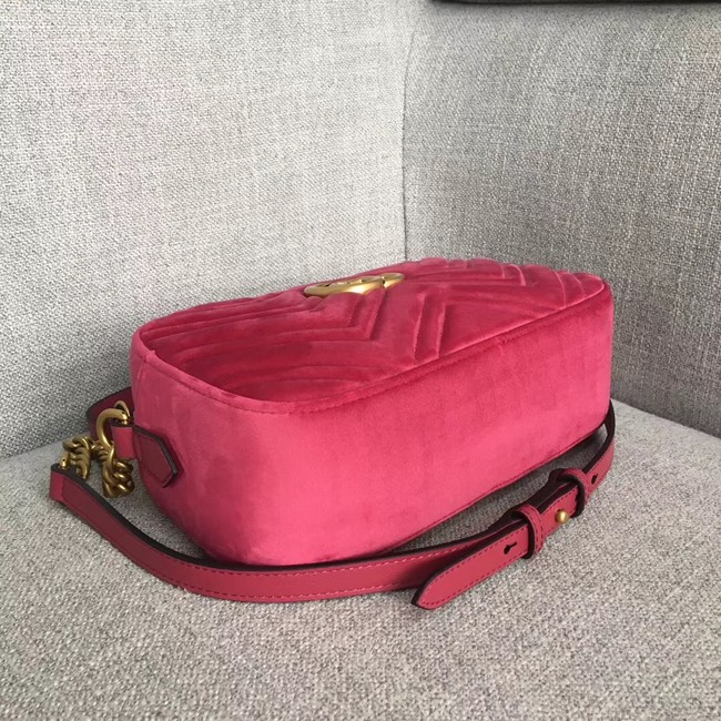 Gucci GG Marmont velvet small shoulder bag 447632 rose