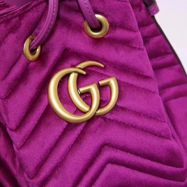 Gucci Ophidia GG bucket bag velvet 525081 Fuchsia