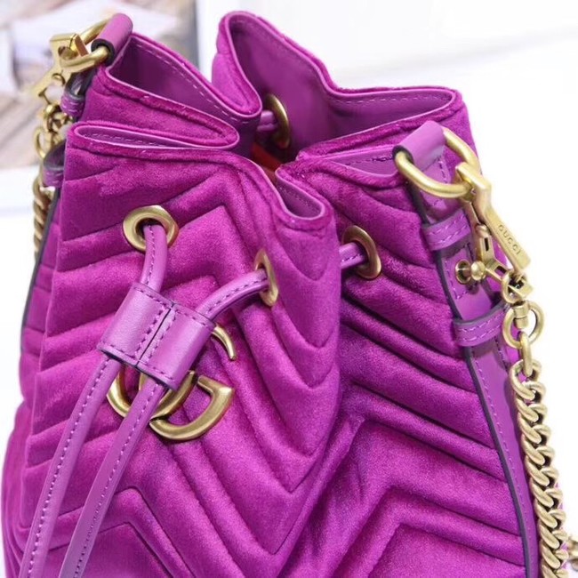 Gucci Ophidia GG bucket bag velvet 525081 Fuchsia