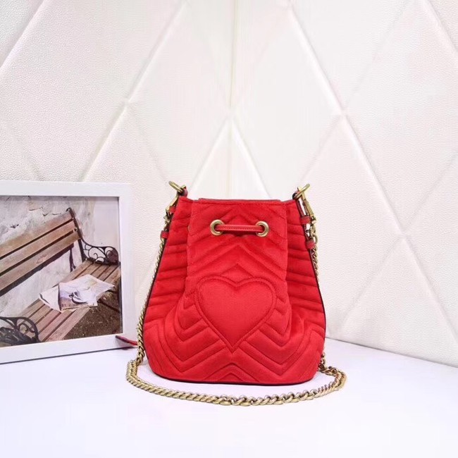 Gucci Ophidia GG bucket bag velvet 525081 red