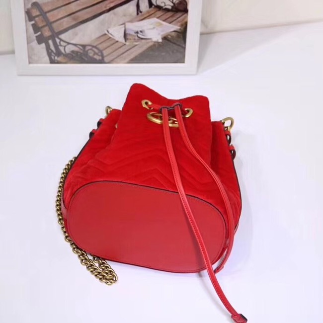 Gucci Ophidia GG bucket bag velvet 525081 red