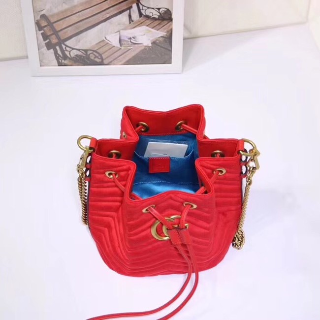 Gucci Ophidia GG bucket bag velvet 525081 red
