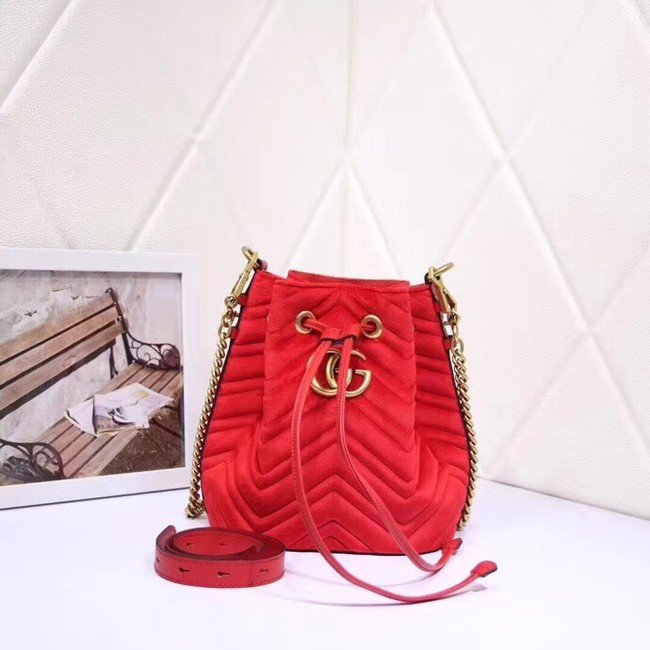 Gucci Ophidia GG bucket bag velvet 525081 red