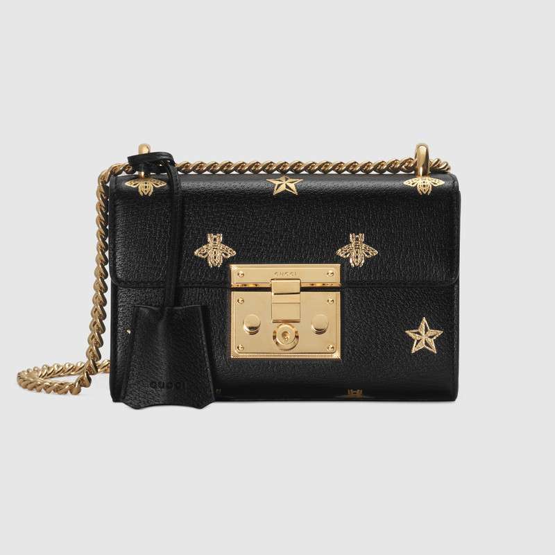 Gucci Padlock Bee Star small shoulder bag 432182 BLACK