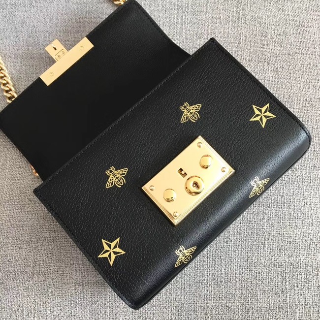 Gucci Padlock Bee Star small shoulder bag 432182 BLACK