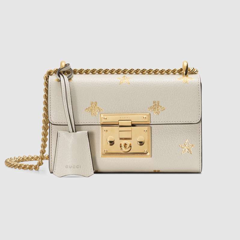 Gucci Padlock Bee Star small shoulder bag 432182 White